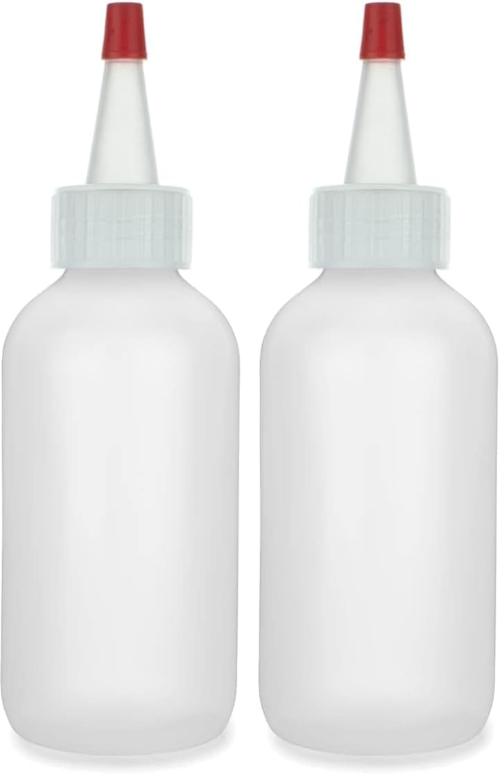 Brightfrom Squeeze Hair Color Applicator Bottles With Red Top Cap, 4 Oz Empty Plastic Containers, Refillable, Leak Proof - Open/