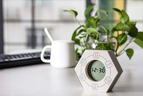 Hexagon Rotating Productivity Timer With Clock, Pomodoro Timer With 5,15, 30, 45, 60 Minute Presets, Timer For Adhd Kids And Adu