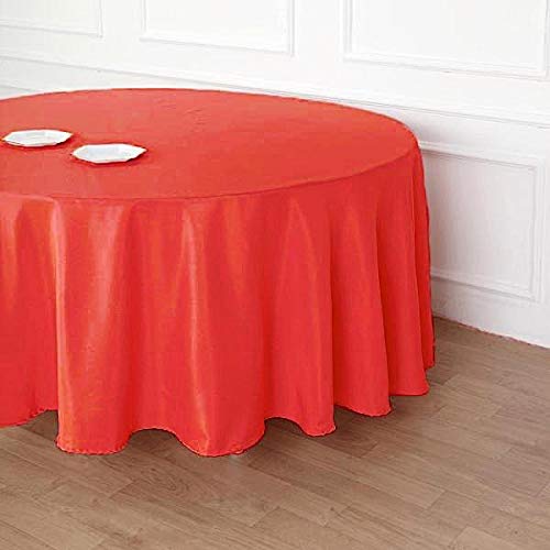 Balsacircle 120 Inch Red Round Tablecloths Fabric Table Cover Linens For Wedding Party Polyester Reception Banquet Events Kitche