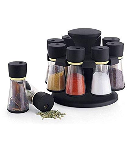BRISKLY Revolving Spice Rack, 8Jar, Black