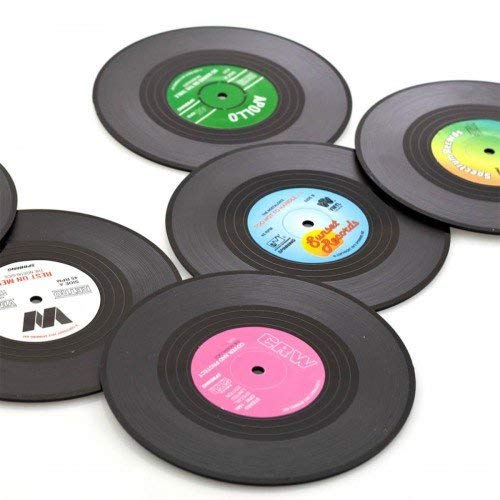 Gift Republic Retro Vinyl Coasters, Cool Drinks Coasters, Great Housewarming Gift, Music Lovers Gift Idea