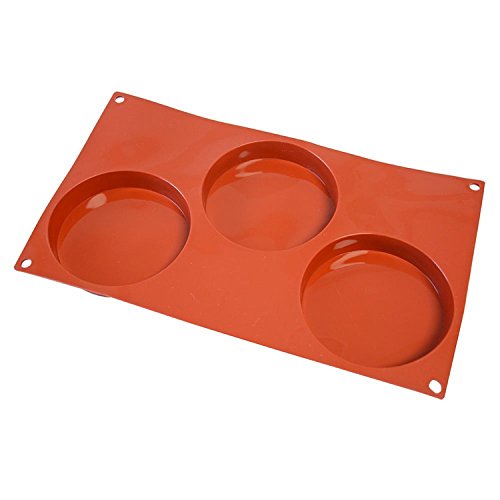 Obuy 3-Cavity Large Round Silicone Disc Cake, Pie, Custard, Tart And Resin Coaster Mold