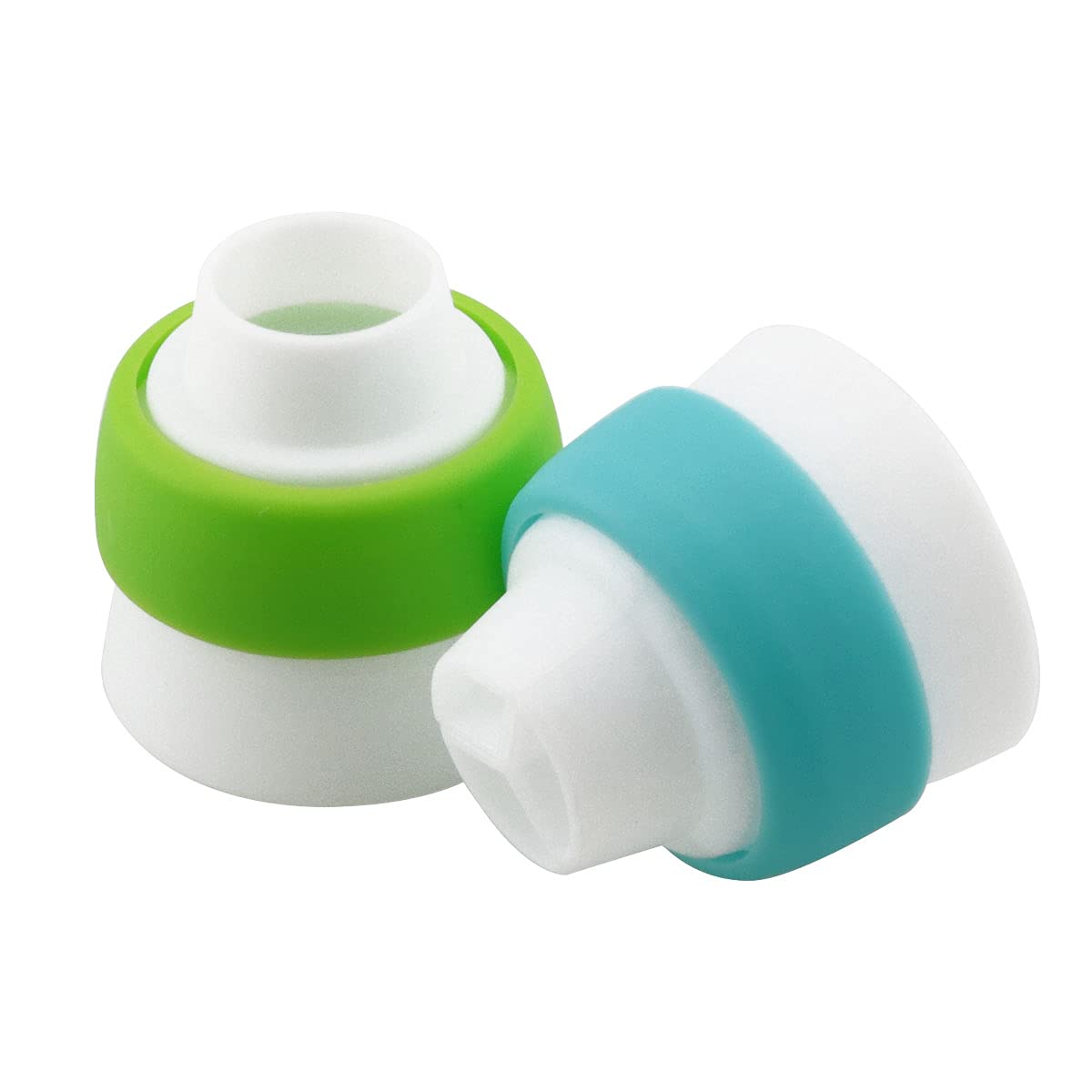 Dghaop 4Pcs Russian 3 Color Nozzle Converter Coupler Icing Nozzles Blue+Green Single Hole/Three Holes Icing Cake Decor Tools