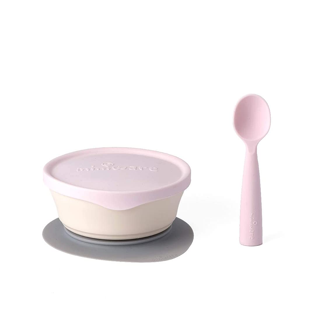 Miniware First Bites Baby Feeding Set With Baby Bowl, Detachable Suction Foot, And Baby Spoon - Eco-Friendly, Bpa Free, Dishwash
