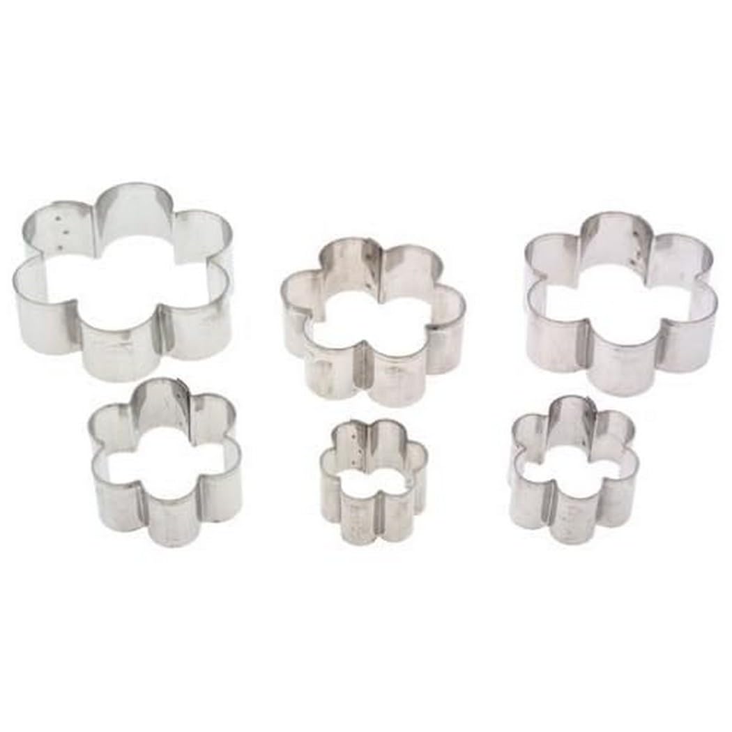 Harq9 Ateco Plain Edge Daisy Cutters In Graduated Sizes, Stainless Steel, 6 Pc Set