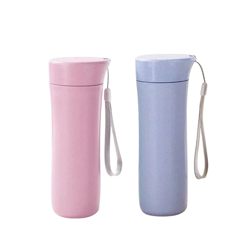 TOYANDONA 2pcs Wheat Straw Water Bottle Stylish Coffee Drink Container for Home Office and Car and Portable Cup for Students and