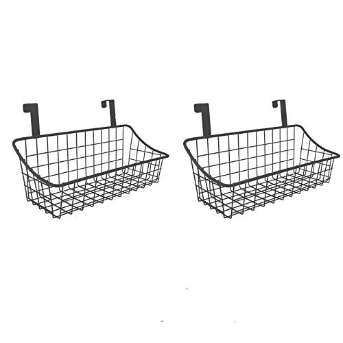 LeleCAT Grid Storage Basket, Iron Hanging Organizer, 2 Pack, Black, Model 2510X2H, Over the Cabinet Door, Versatile Storage Solution