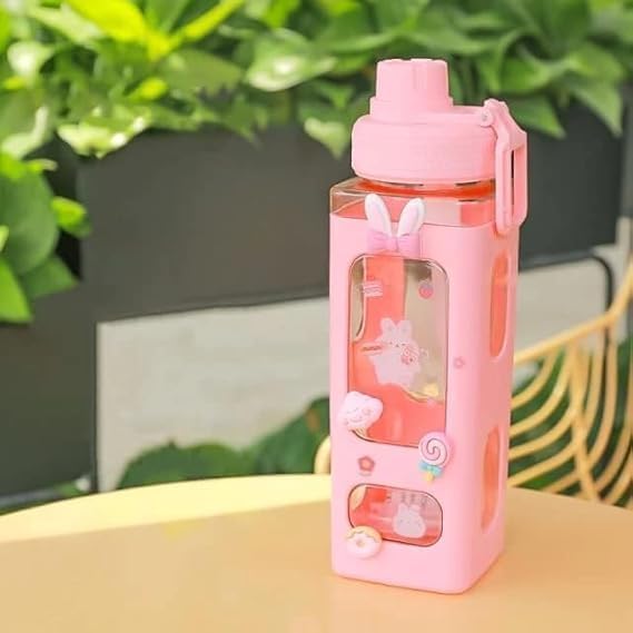 Dorlank Water Bottle With Belt Straw  Leakproof, BpaFree, Time Marker, BreakProof  Ideal For School, College, Office, Gym, T