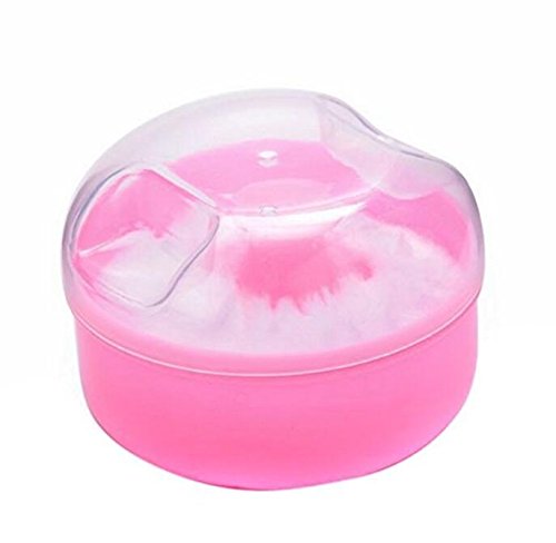 2Pcs Pink Empty Plastic Puff Box With Powder Puff And Transparent Cover Baby Skin Care Talcum Powder Storage Holder Make-Up Case