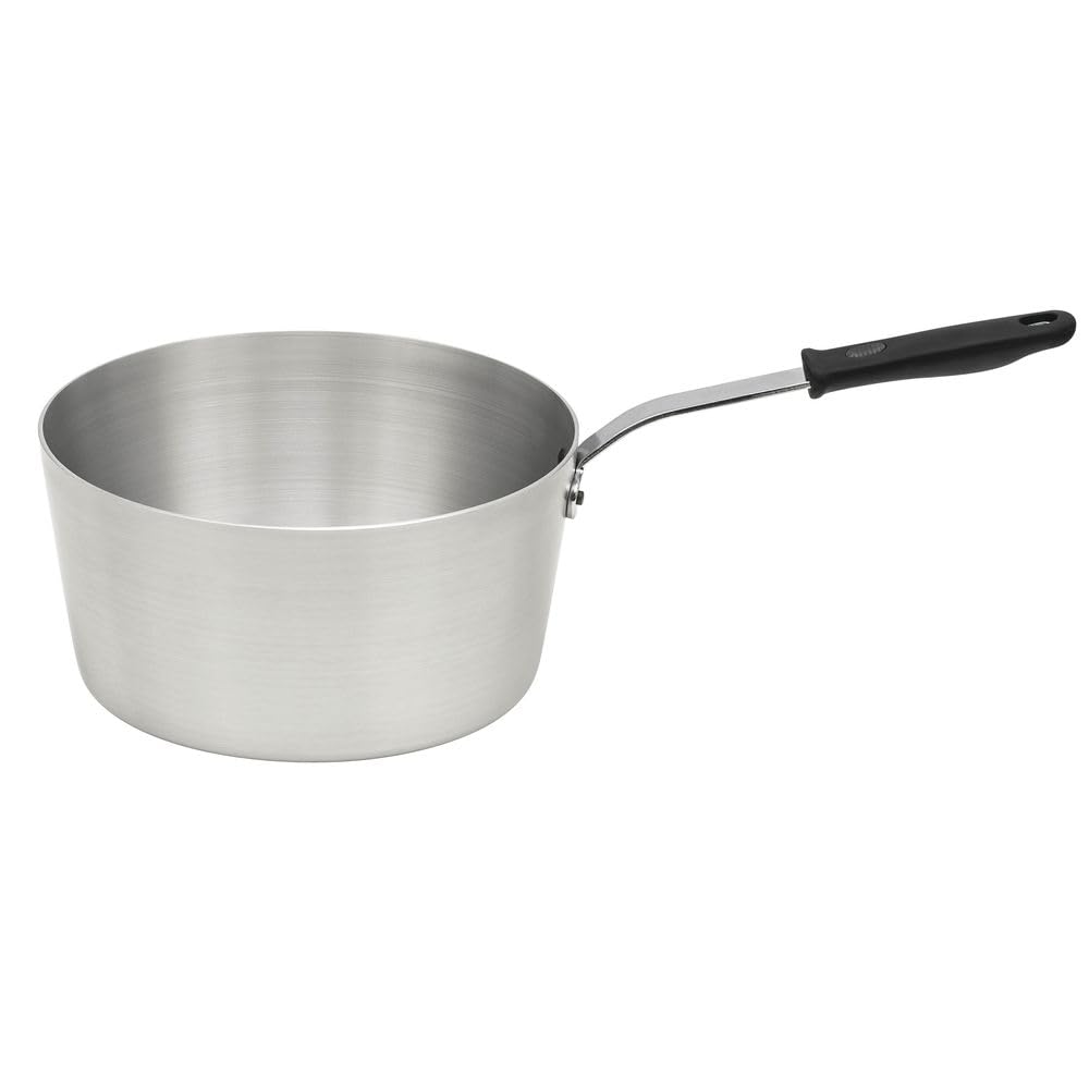 Tapered Nat. Finish Aluminum 1.5 qt Sauce Pan w/TriVent Handle