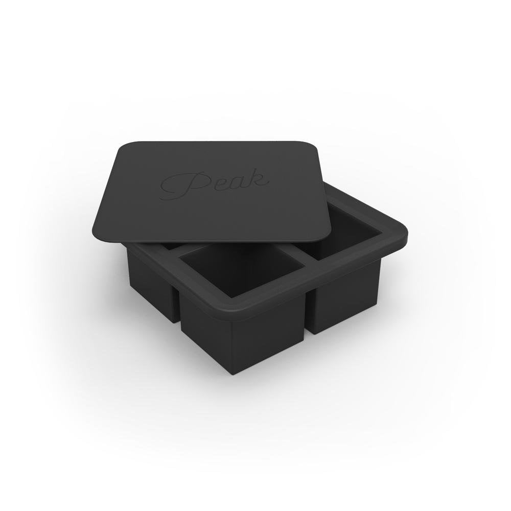 W&P Peak Silicone Extra Large Cube Ice Tray W/ Protective Lid | Charcoal | Easy To Remove Ice Cubes | Food Grade Premium Silicon