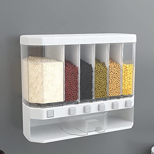 Parabrahma Food Dispenser For Kitchen 6 Grid Wall Mounted Cereal Dispenser For Kitchen 6 Grid Space Saving Storage Containers Fo