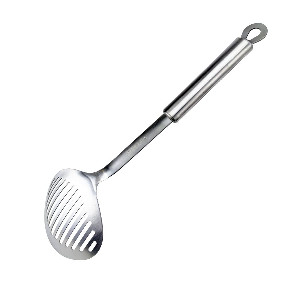Skimmer Slotted Spoon Kitchamajigs Strainer Ladle Heavy Duty 304 Stainless Steel Metal Spatula - Skimmer Slotted Spoon, Cooking