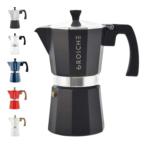 GROSCHE Milano Stovetop Espresso Maker Moka Pot 6 espresso Cup - 9.3 oz  Black - Coffee Maker Stove top coffee maker Moka Italian espresso greca coffee maker brewer percolator