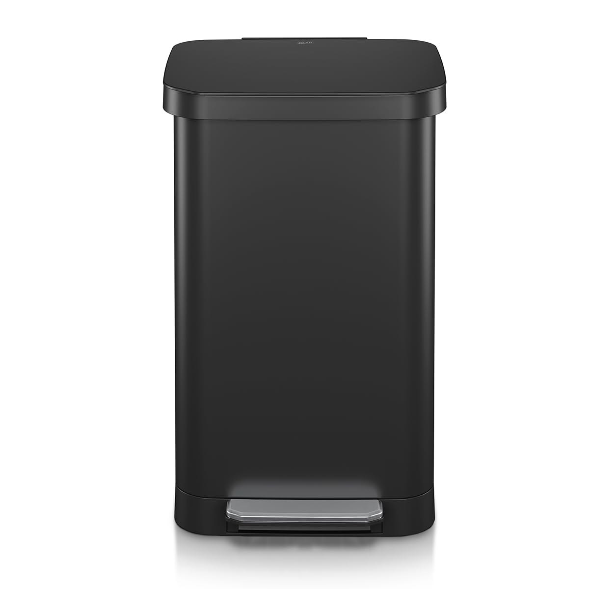 Glad Stainless Steel Step Trash Can, Series 2 with Clorox Protection - Large Black Kitchen Garbage Bin with Soft Close Lid, Foot