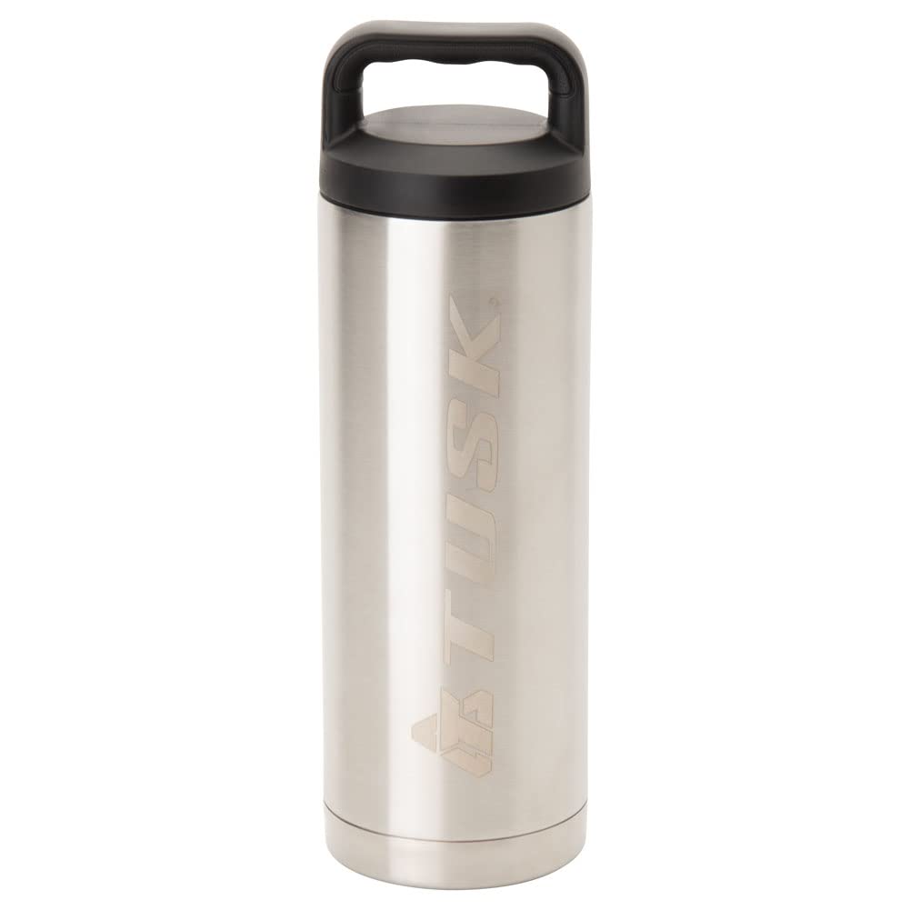 Tusk Stainless Steel Insulated Bottle Silver 18 oz. | Vacuum Insulated Double Wall Stainless Steel | LeakProof Water Bottle