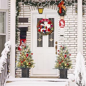 3 ft Prelit Artificial Christmas Tress with 78 Warm White Lights, Brown Lamp Base, Snow Flocked Xmas Tree for Christmas, Bedroom