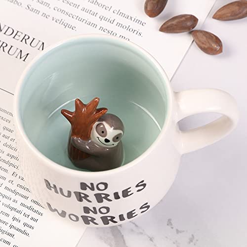 Arawat Sloth Mug Gift Funny Coffee Mug 3D Animal Sloth Mug Ceramic 350 Ml Tea Mug With Spoon & Coaster Coffee Mug Cute Coffee Mu