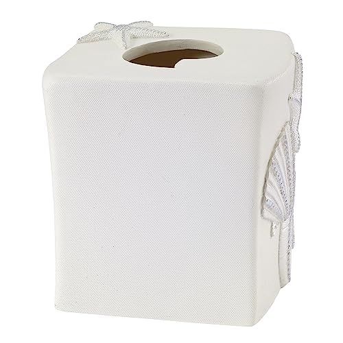 Avanti Linens - Tissue Box Cover, Sea Inspired Home Accessories, Guest Bathroom Essentials (Sequin Shells Collection)