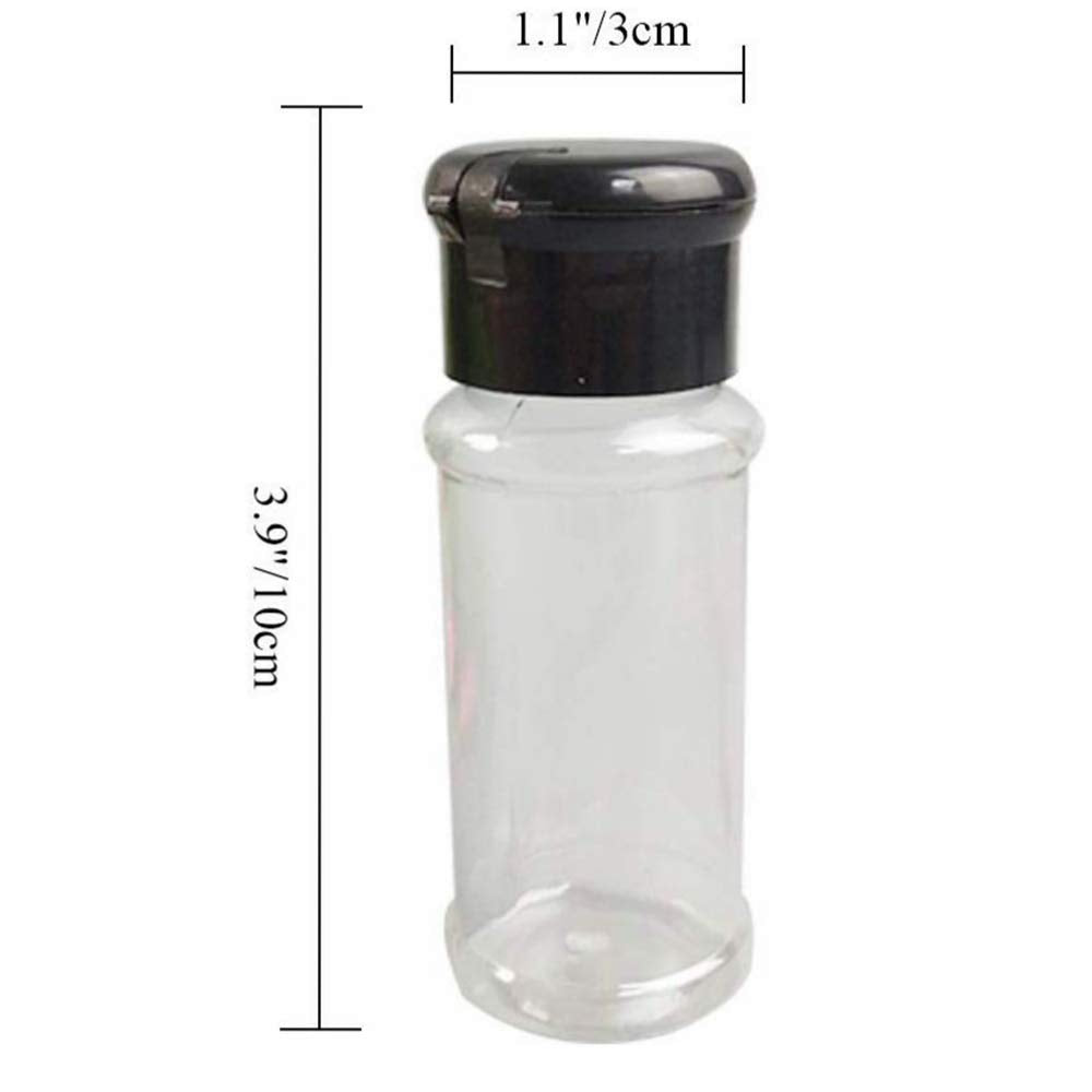 FEOOWV 50Pcs Empty Plastic Spice Bottles Set for Storing Barbecue Seasoning Salt Pepper and More 75 ml/2.5 oz (Black)