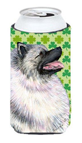 Keeshond St. Patrick's Day Shamrock Portrait  Tall Boy Beverage Insulator Beverage Insulator Hugger