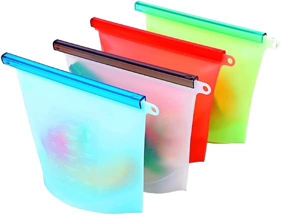 Bellveen 1000Ml Silicone Food Bag Storage Airtight Bag Reusable Storage Container Preservation Leakproof Ziplock Bag For Food, S