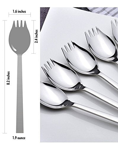 4-pack 1.6-inch Wide 18/10 Stainless Steel Sporks for Everyday Use  Camping Appetizer Salad Dessert Heavy Duty Flatware set 8.2-inch / 1.9-ounce