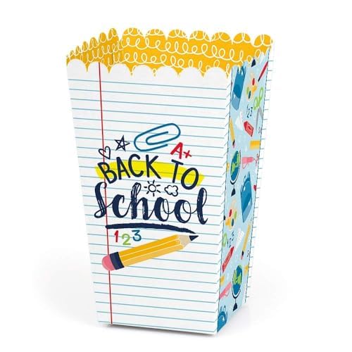 Big Dot Of Happiness Back To School - First Day Of School Classroom Decorations And Favor Popcorn Treat Boxes - Set Of 12
