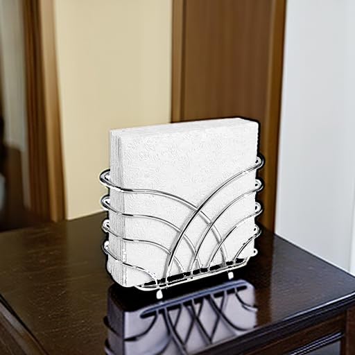 Levimetree Silver Napkin Holder For Table - Decorative Napkin Holders For Paper Napkins, Kitchen Napkin Holder With Upright Stor