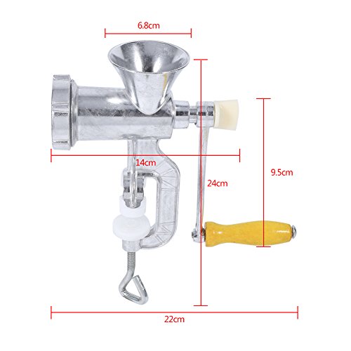 Manual Meat Grinder, All Parts Stainless Steel, Hand Operated Meat Grinding Machine With Tabletop Clamp, 2 Grinding Plates & Sau