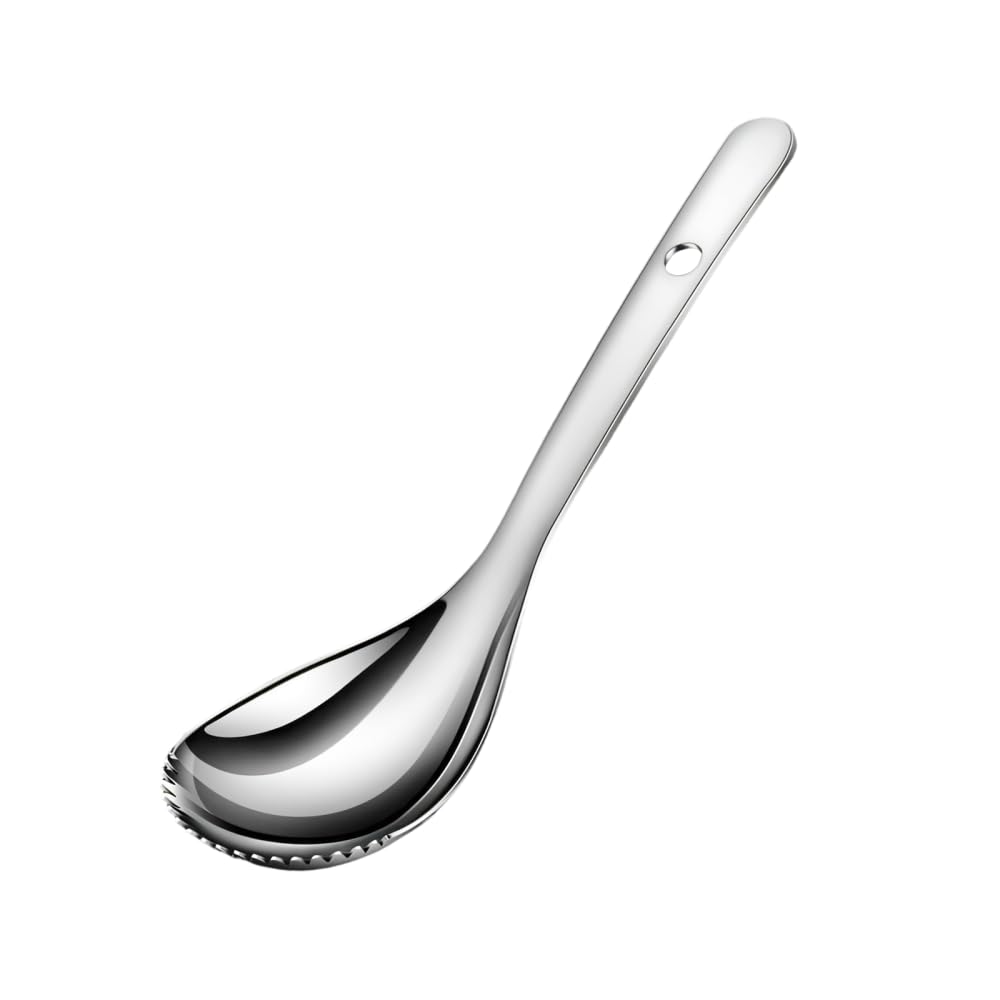 Serrated Ice Crusher Spoon, Stainless Steel Ice Ladle with Comfortable Handle, Multipurpose Heavy Duty Fruit Corer Scraper for B