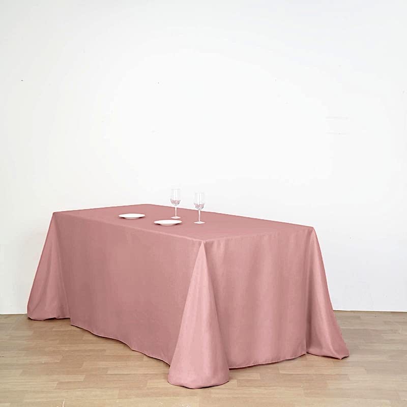 Balsacircle 90X156-Inch Dusty Rose Rectangle Polyester Tablecloth Table Cover Linens For Wedding Party Events Kitchen Dining