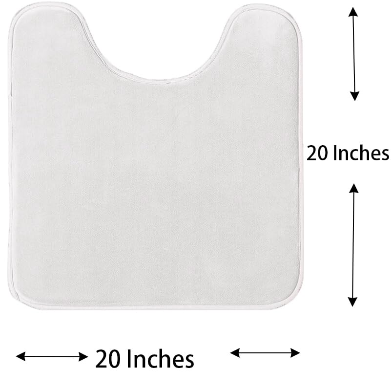 Madeals Toilet Mat and Lid Cover Set, 3 Piece, White Velvet with Toilet Tank Cover