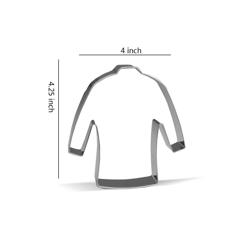 4.25 Inch Laboratory Coat Cookie Cutter - Stainless Steel