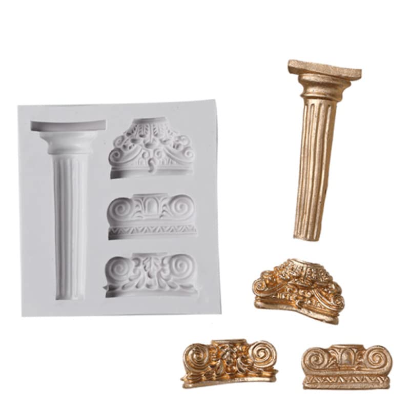 2Pcs Roman Column Marble Pillars Bas Relief Retro European Pattern Clock Silicone Molds For Fondant Candy Making Tools Chocolate