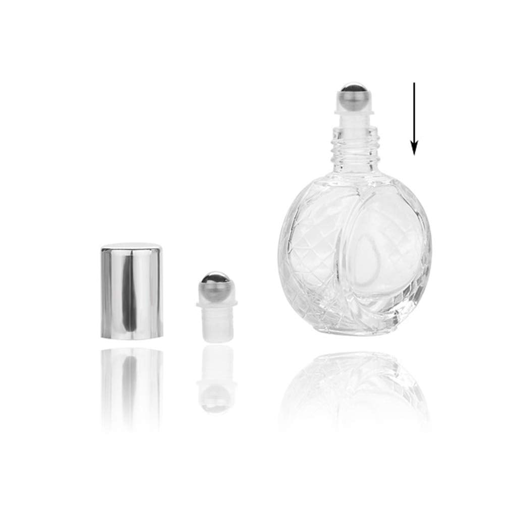 6Pcs 10Ml Travel Cosmetic Glass Bottle Steel Ball Essential Oil Bottle Thick Empty Roll-On Essential Oil Pefume Bottle Round Mas