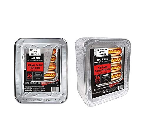 Members Mark Aluminum Steam Table Pans and lids Bundle, Half Size (36 ct.) | Complete pan and lid Set | HeavyDuty Grade Alumin