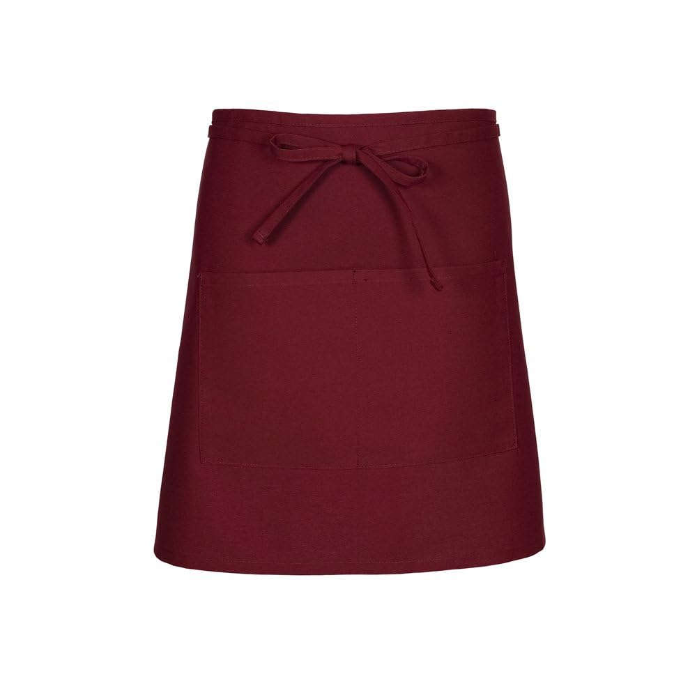 Fame F28 Two Pocket Half Bistro Apron - Burgundy (WFA18641BU)