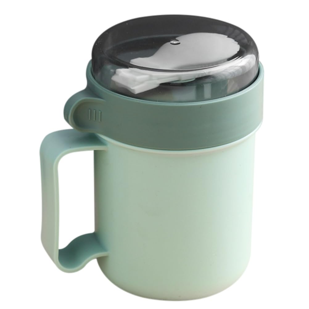 DOITOOL Microwavable Soup Mug with Lid, Portable Cereal Cup - Green, Polypropylene, Model TU25KHJ0215T18U3T5