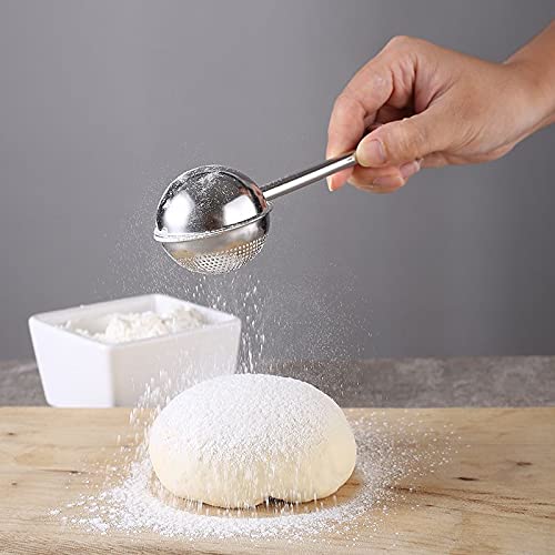 Powdered Sugar Flour, Powdered Sugar Shaker Duster Flour Dispenser Shaker With Spring-Operated Handle Stainless Steel One-Handed