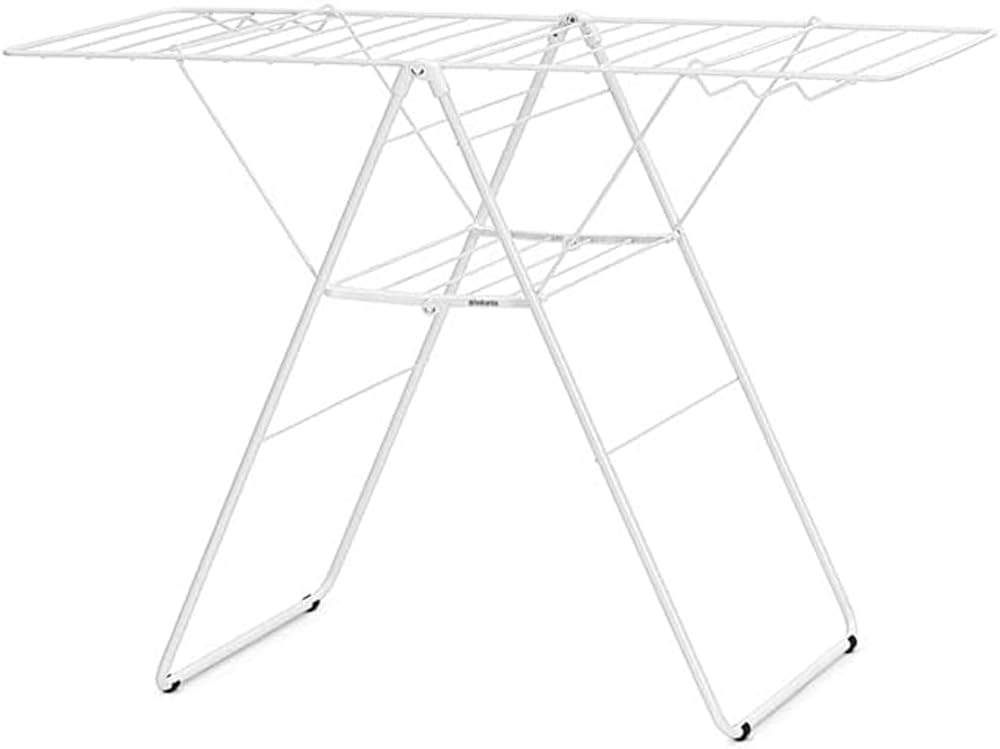 Brabantia Hangon Laundry Drying Rack (20M / Fresh White) Compact, Foldaway, Adjustable Indoor Stainless Steel Clothes Horse