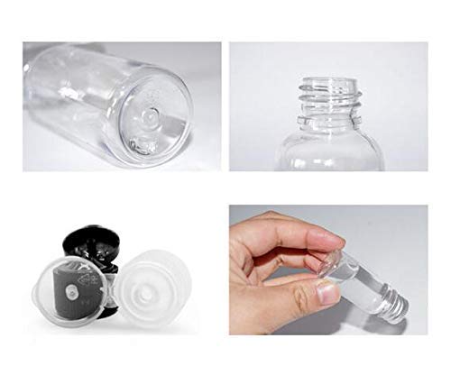 ericotry 24PCS 20ml/0.7oz Clear Empty Plastic Sample Bottle Travel Cosmetic Containers Jars Pot Vial with Flip Cap Perfect for Makeup Emollient Water Shower Gel Emulsion Shampoo Massage Oils
