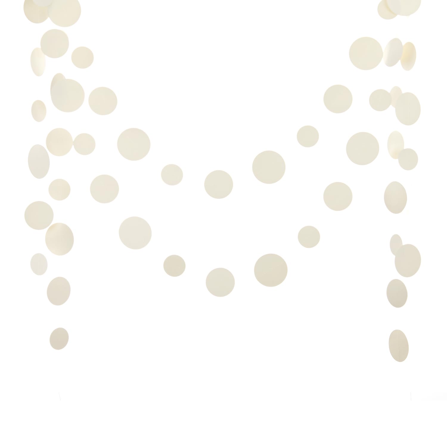 Beige Neutral Party Garland - Multi-Size Circles (3  /2.5  /2  ) for Birthday Wedding Baby Shower, 10ft/Strand with 30 Dots, 2 P