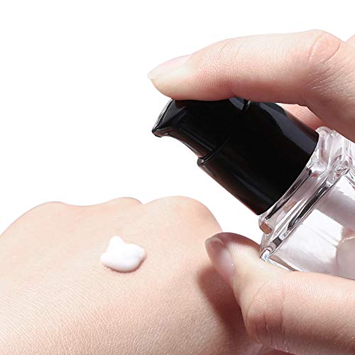 2 Pack 30Ml/1 Oz Clear Glass Foundation Bottle,Empty Refillable Square Lotion Bottle With Press Pump For Lotion Liquid Body Crea