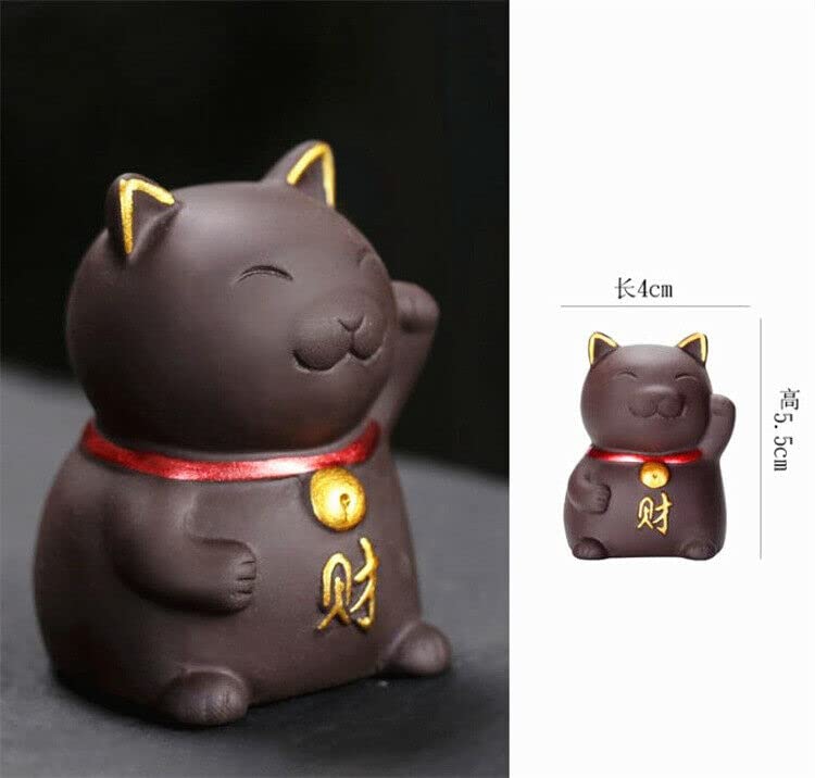Eatingbiting Chinese Zisha Tea Pet Maneki Neko Lucky Wealth Cat Tea Pet Golden Bell ? Rich Logo Handmade Purple Clay For Kungfu
