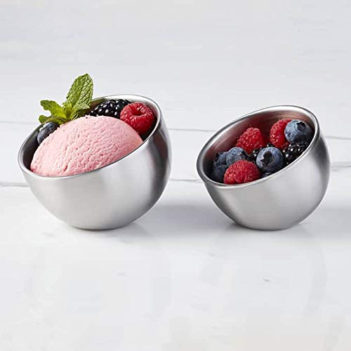 American Metalcraft Dwss5 Double-Wall Angled Mini Stainless Steel Sauce Bowl, 5-Ounces