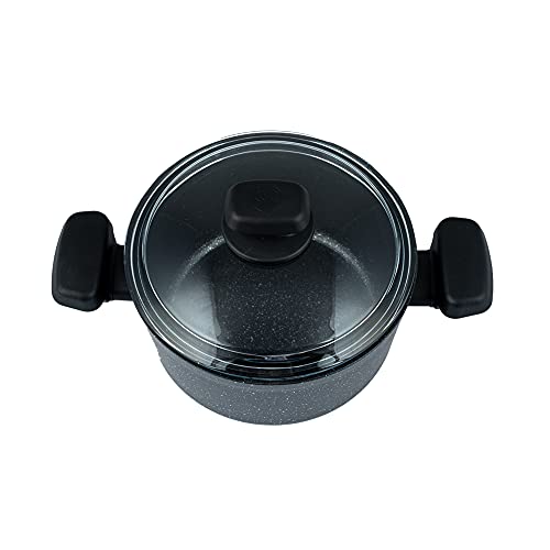 Korkmaz Ornella 3Qt Aluminum Sauce Pan With Cover, Black