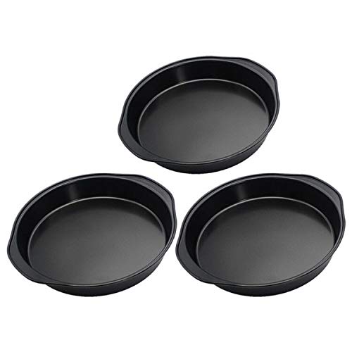 Tebery 3 Pack Round Cake Pan Set For Baking, 8 Inch Nonstick Circle Cake Pans With Wide Handle, 3 Pieces Layer Cake Tin Cheeseca