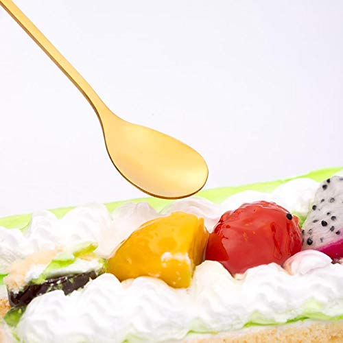 12Pack Stainless Steel Creative Coffee & Dessert Spoons, 4.8 Inches (Gold, Style 3)