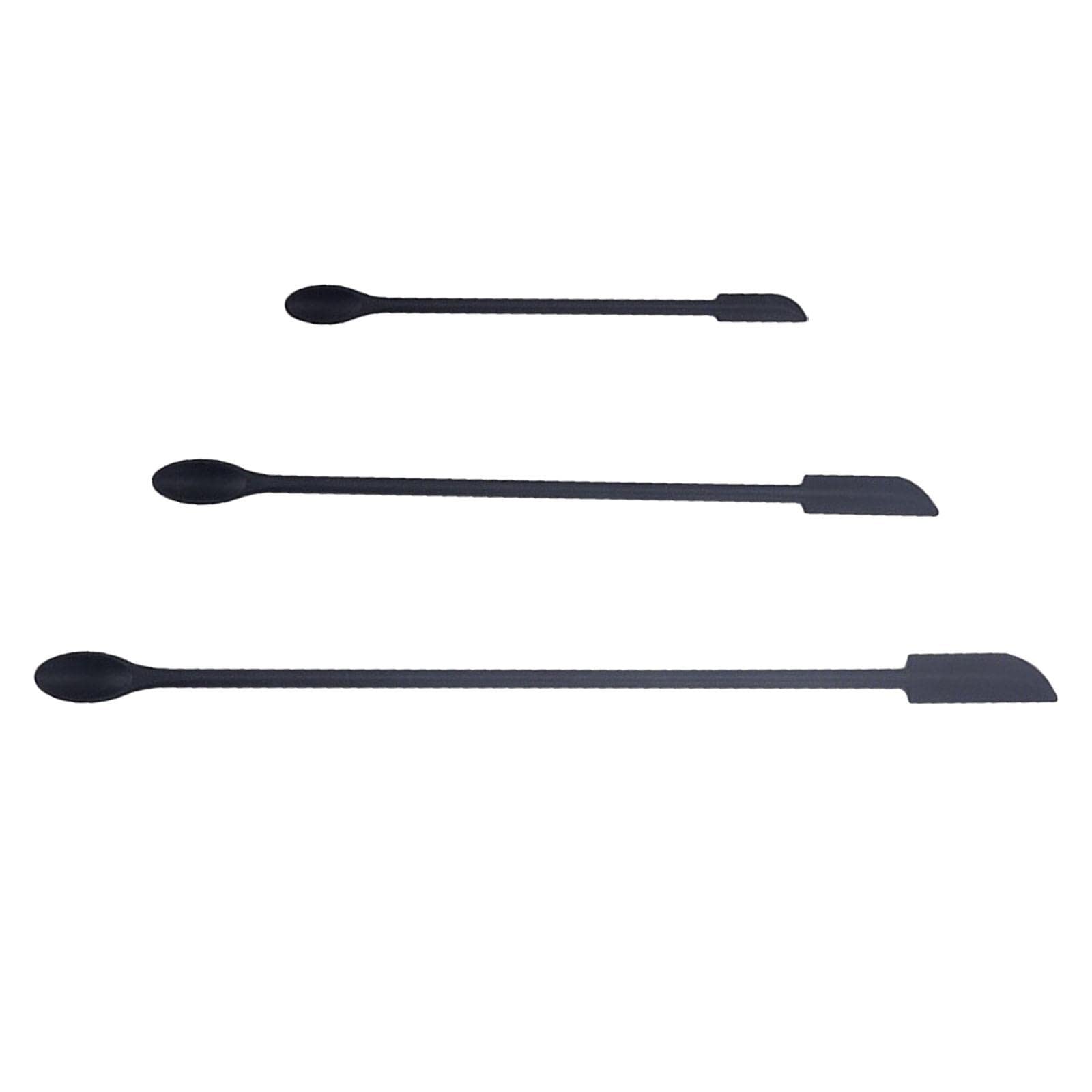 Trendivibe 3X Mini Silicone Spatula Set Food Scraper Durable Small Spoon For Cosmetic Black